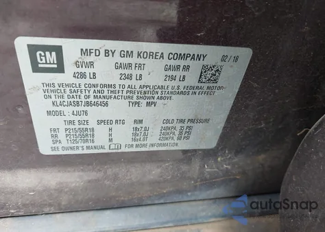 2018 Buick Encore Preferred z USA, uszkodzony, nr VIN KL4CJASB7JB646456